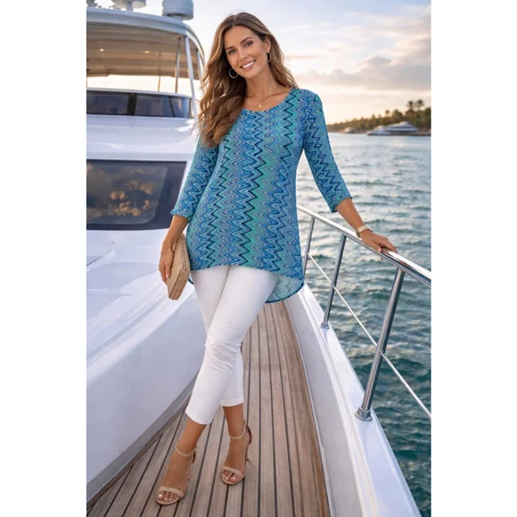 Women's The Limited Blouse Size S Blue Green Pattern Clearance - Picture 1 of 5